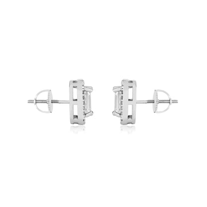 EMERALD CUT HALO EARRINGS