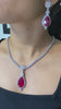Ruby pendant necklace set with Earrings