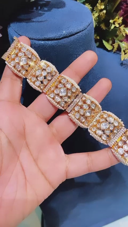 Moissanite polki Gajra Kada/ Bracelet (single piece)