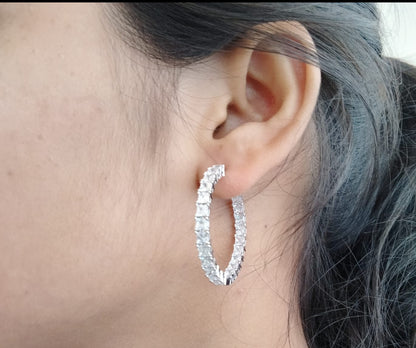 Princess cut classic hoops