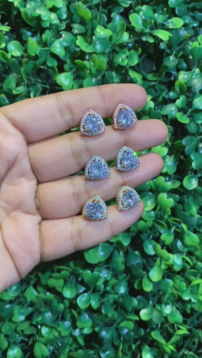 Big trillion halo screwback earrings