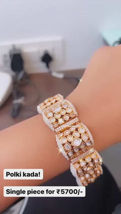 Moissanite polki Gajra Kada/ Bracelet (single piece)