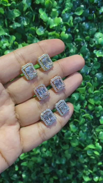 Emerald halo screw back studs