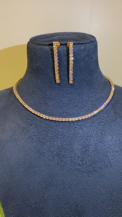 3mm(0.10ct) single line diamond necklace set