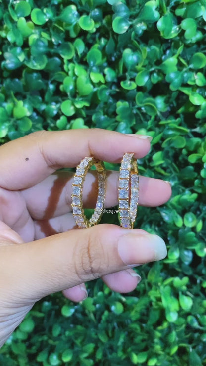 Princess cut classic hoops