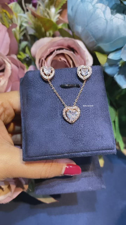 Heart pendant set with earrings