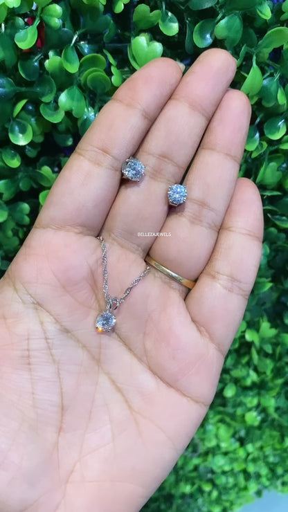 1ct Solitaire pendant set with chain and earrings 🫶🏻