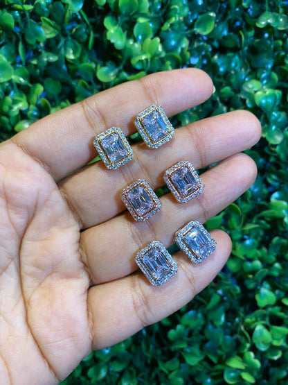 Emerald halo screw back studs