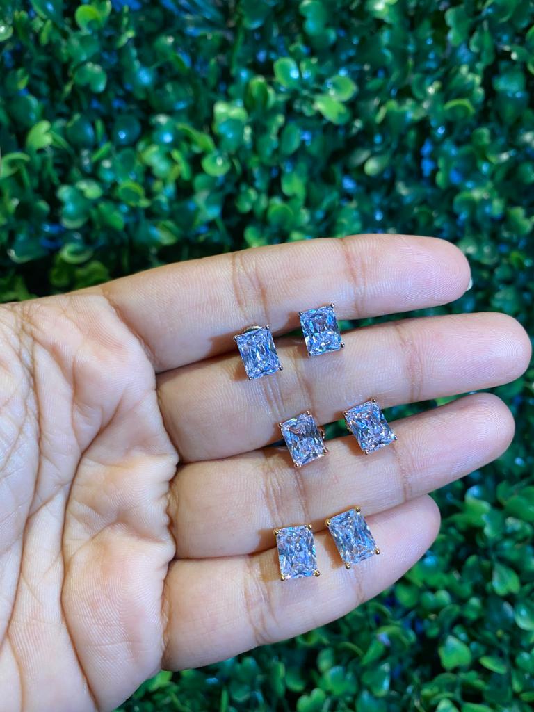 Emerald cut screw back studs