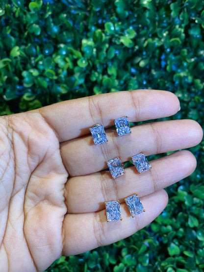 Emerald cut screw back studs