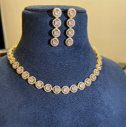 Small round halo neckalce set