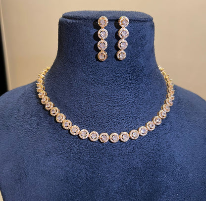 Small round halo neckalce set