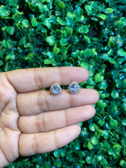 Small trillion halo screwback earrings