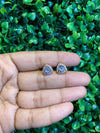Small trillion halo screwback earrings
