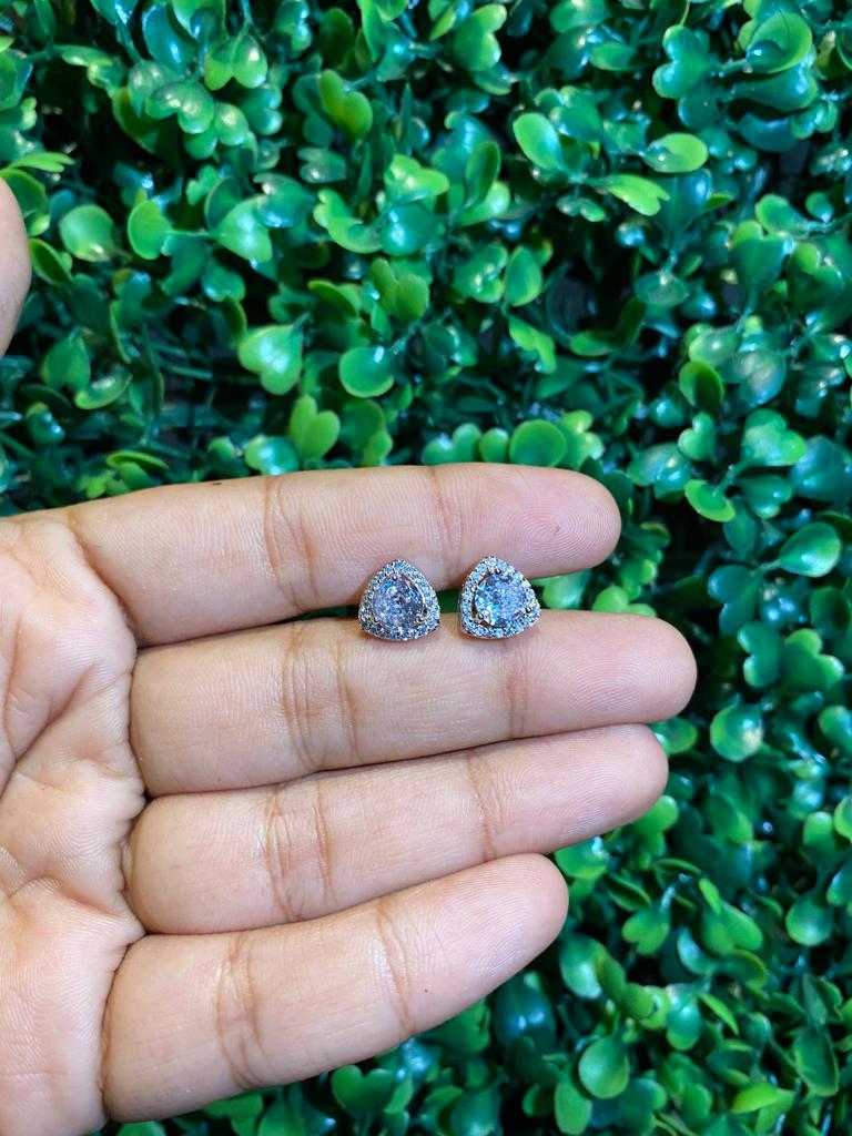 Small trillion halo screwback earrings
