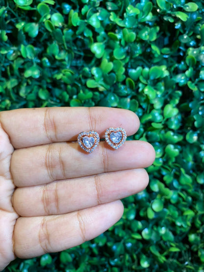 small heart halo screwback earrings
