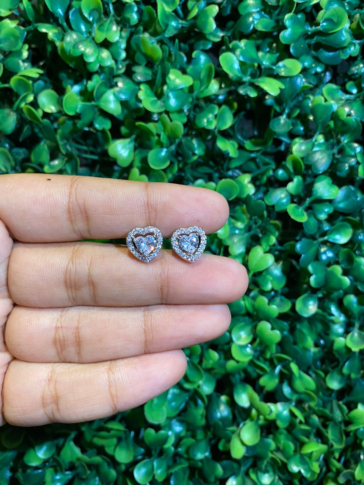 small heart halo screwback earrings