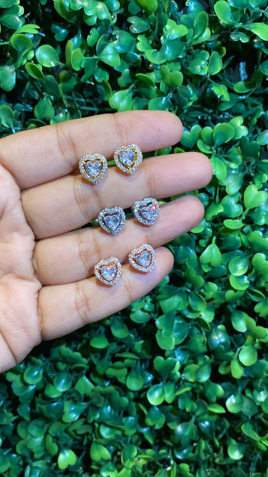 small heart halo screwback earrings