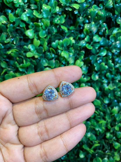 Big trillion halo screwback earrings