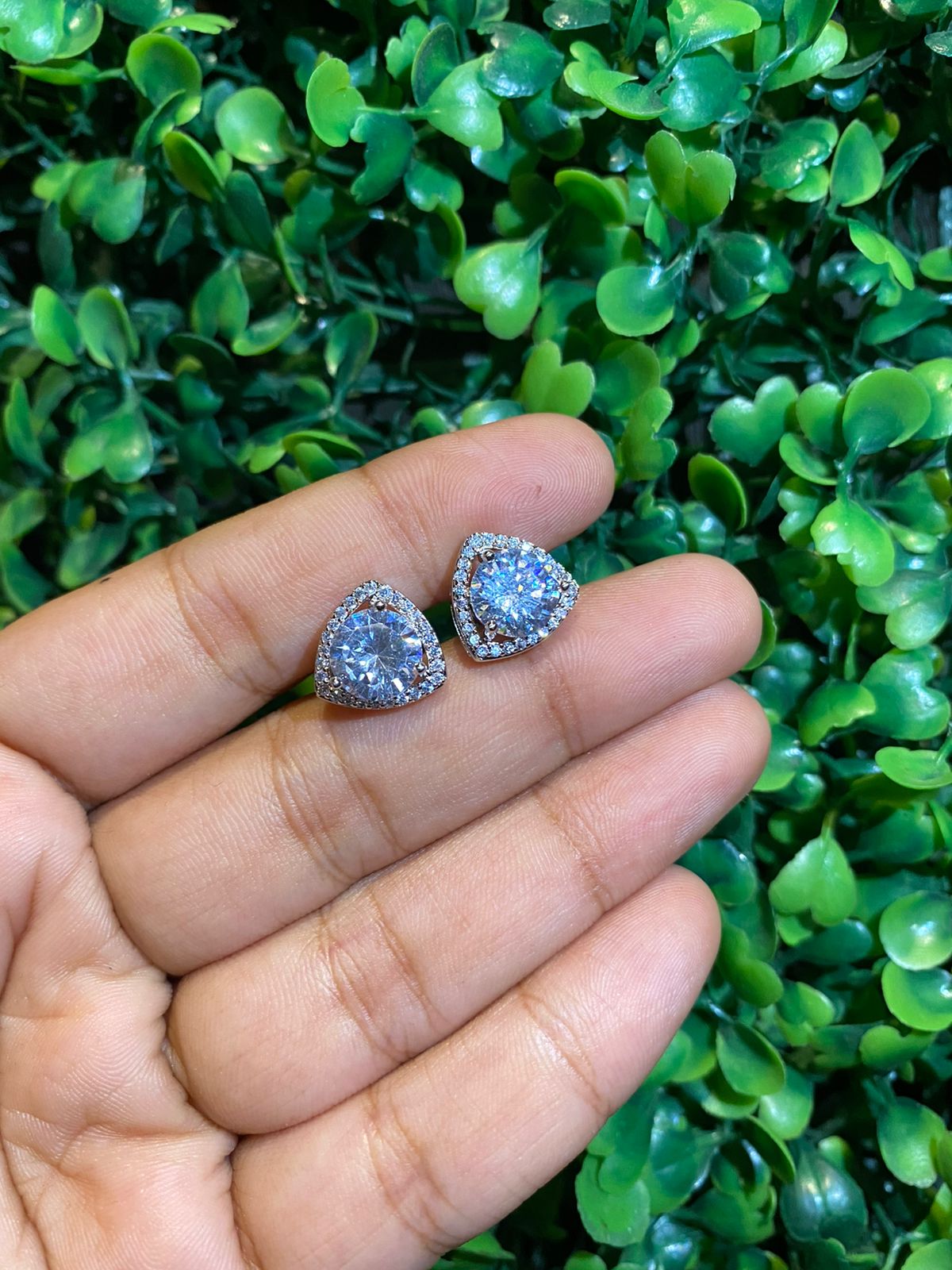 Big trillion halo screwback earrings