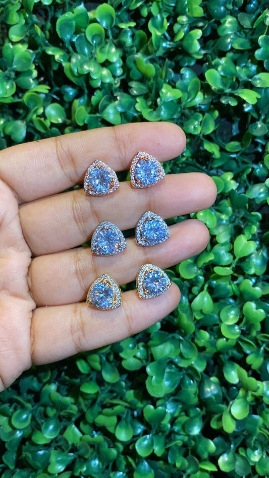 Big trillion halo screwback earrings