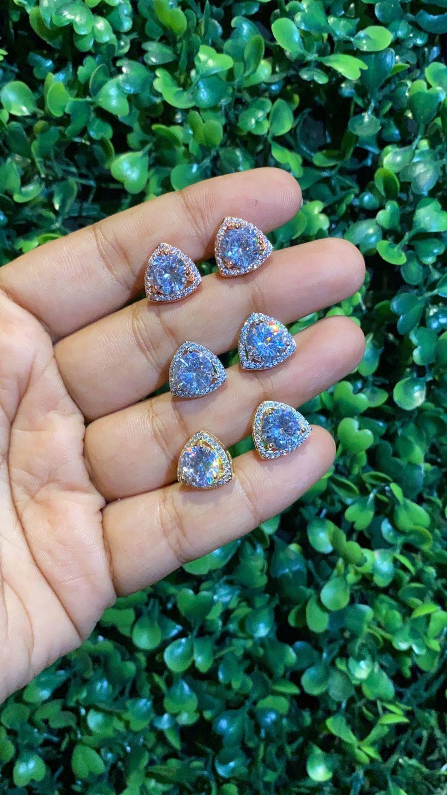 Big trillion halo screwback earrings