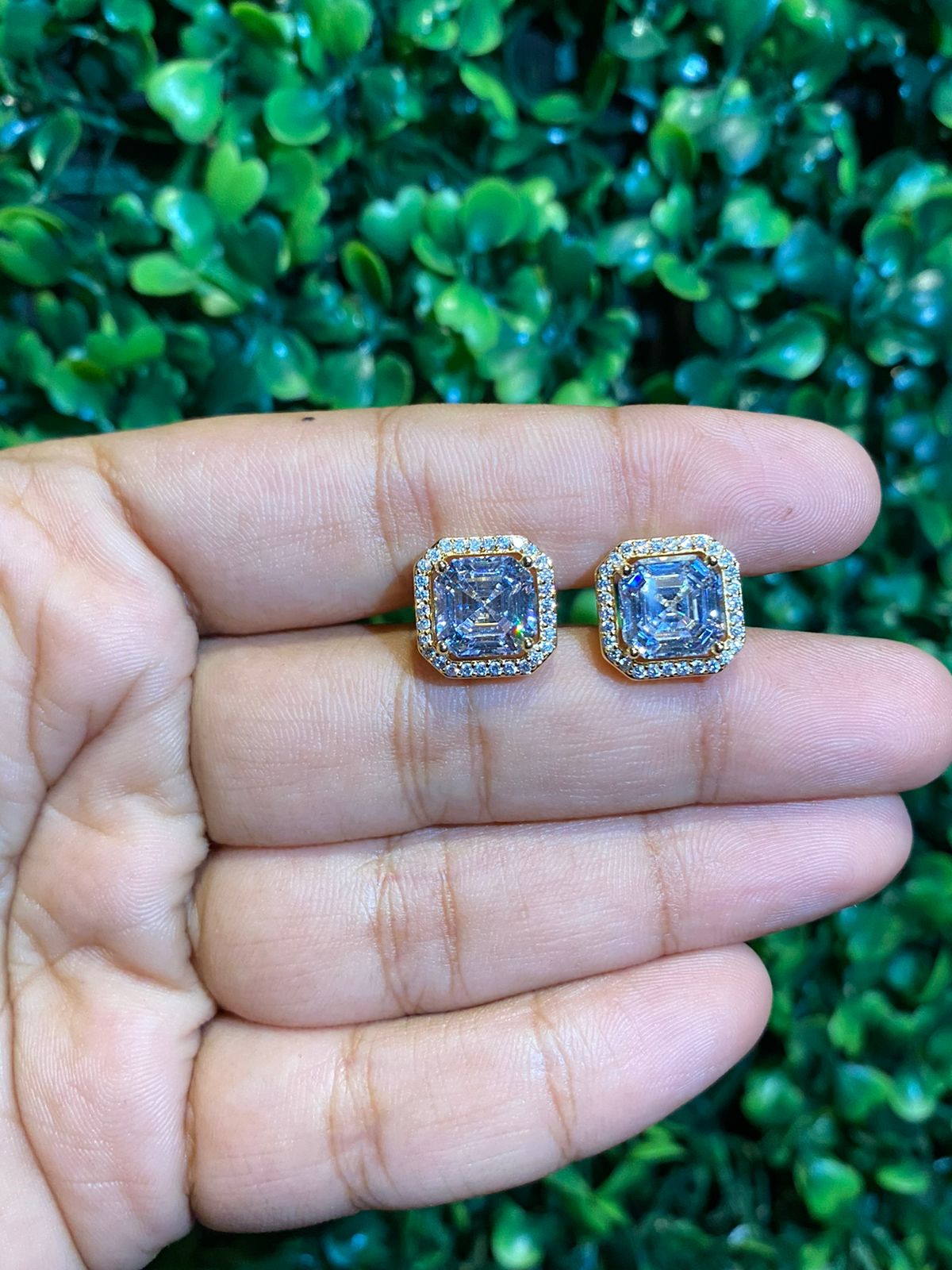Asscher cut halo screwback earrings (Get a FREE GIFT)