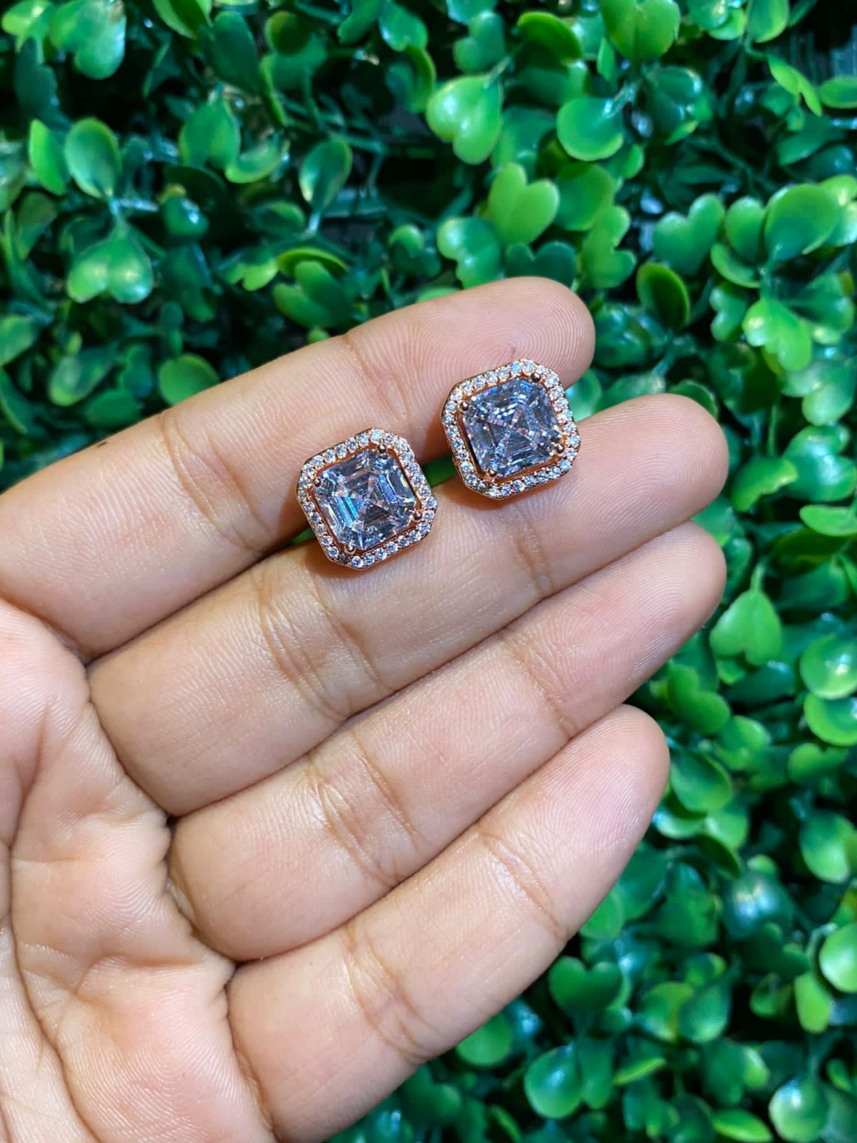Asscher cut halo screwback earrings (Get a FREE GIFT)