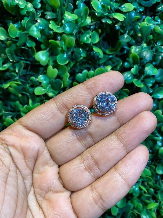 4.5 CT Round halo screwback earrings