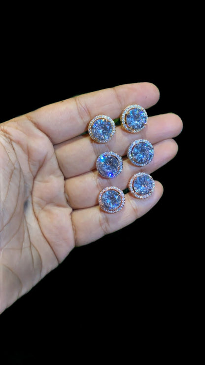 4.5 CT Round halo screwback earrings