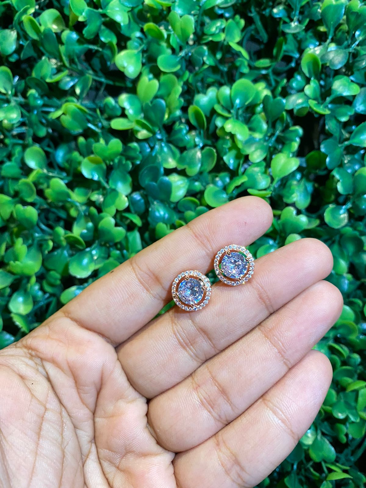 2 Ct round halo screwback earrings