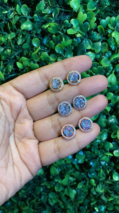2 Ct round halo screwback earrings