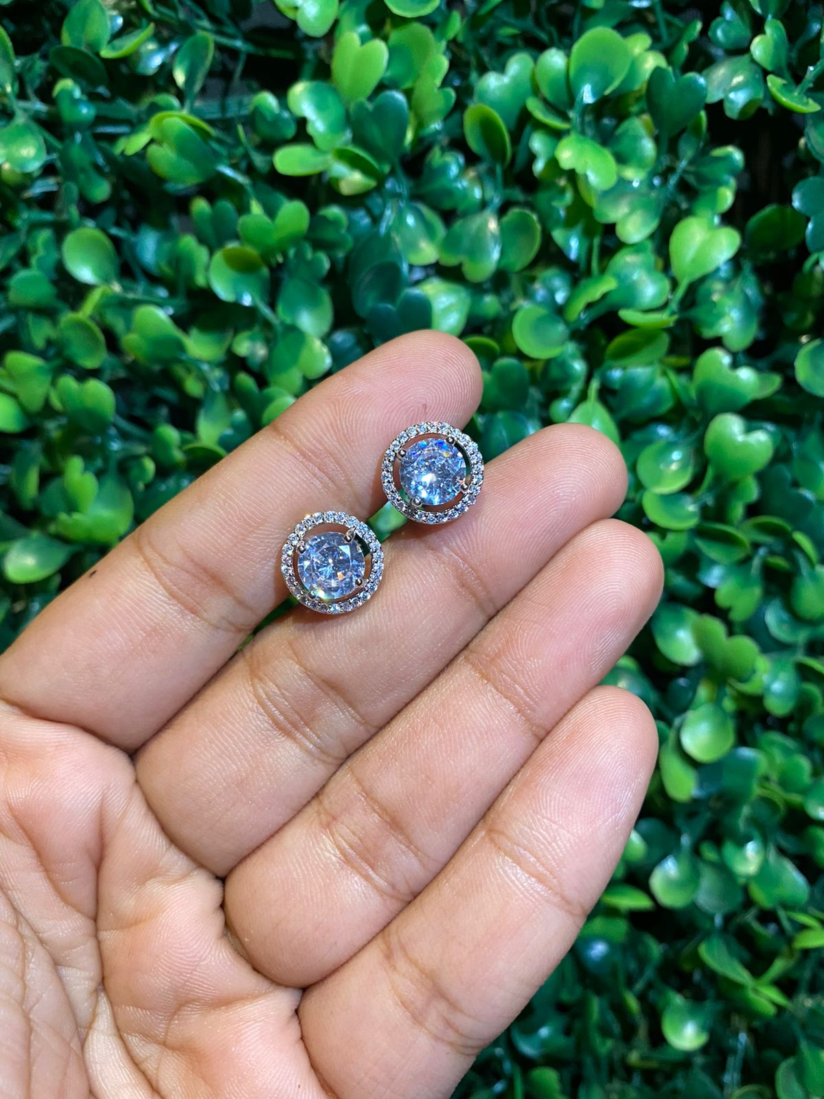 2 Ct round halo screwback earrings