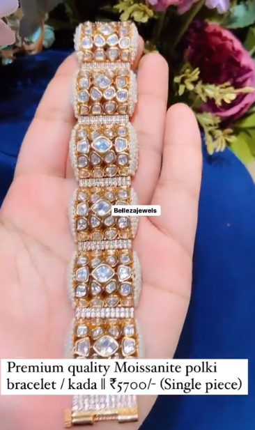 Moissanite polki Gajra Kada/ Bracelet (single piece)