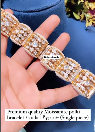 Moissanite polki Gajra Kada/ Bracelet (single piece)
