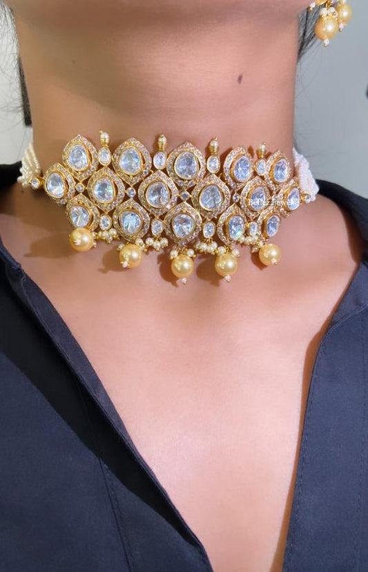 Moissanite Polki Pearl Choker set 🫰🏻