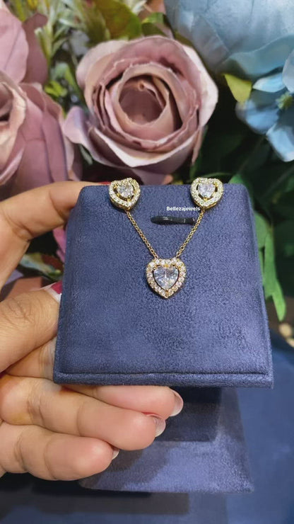 Heart pendant set with earrings
