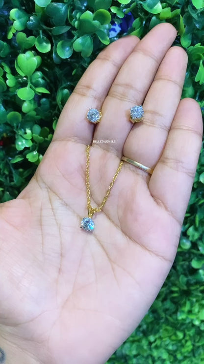 1ct Solitaire pendant set with chain and earrings 🫶🏻