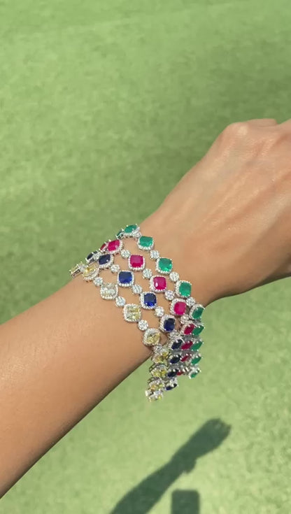 Inverted Cushion Colour Tennis Bracelets