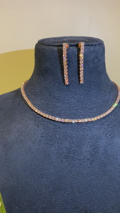 3mm(0.10ct) single line diamond necklace set