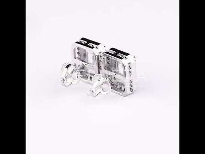 EMERALD CUT HALO EARRINGS