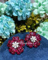 Premium invisible setting ruby earrings