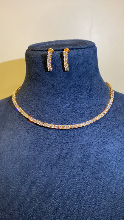 4mm (0.25ct) Single line diamond necklace set