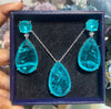 Aqua doublet pendant set with chain