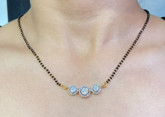 3 ROUND CLUSTER HALO MANGALSUTRA