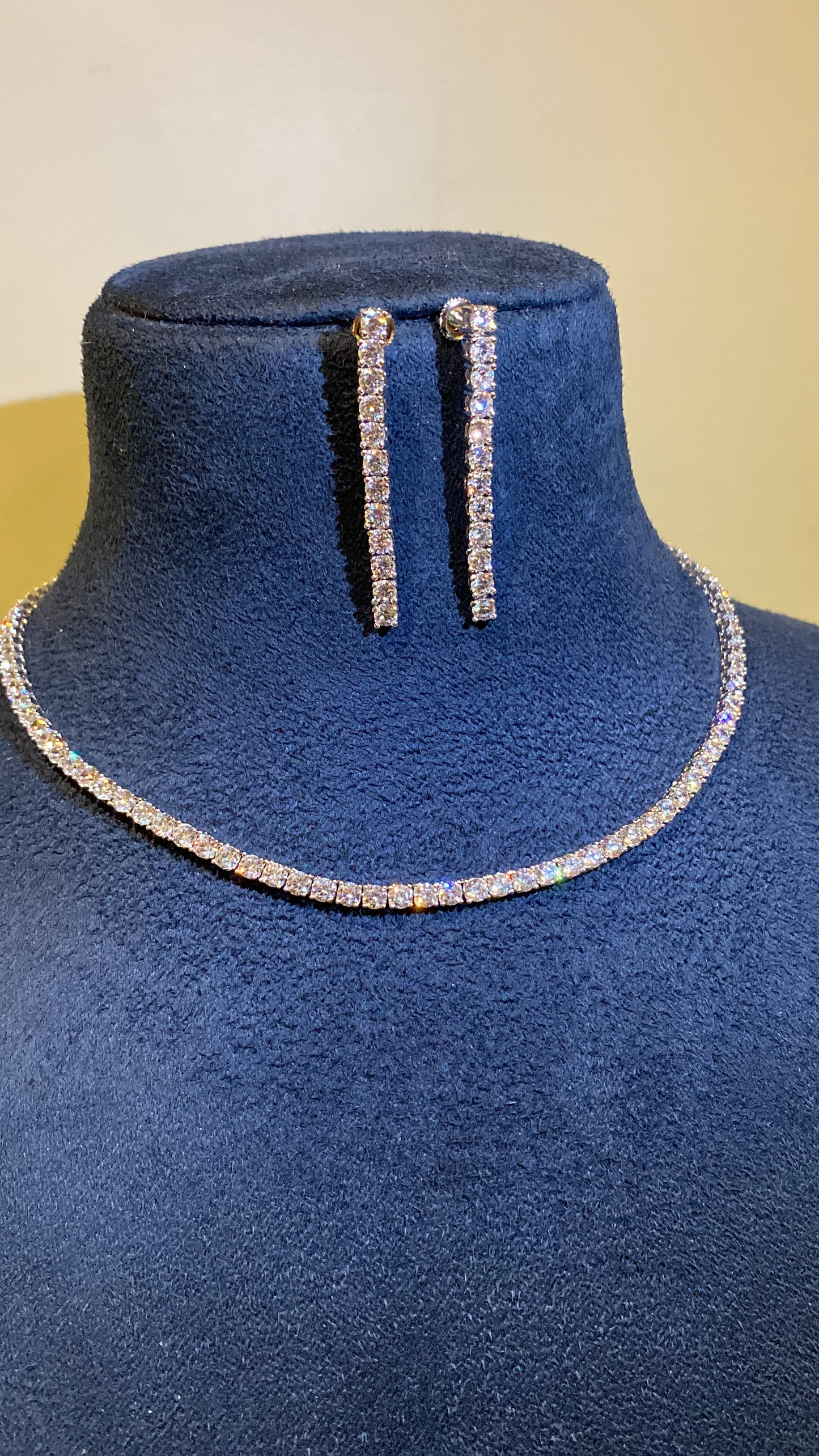 3mm(0.10ct) single line diamond necklace set
