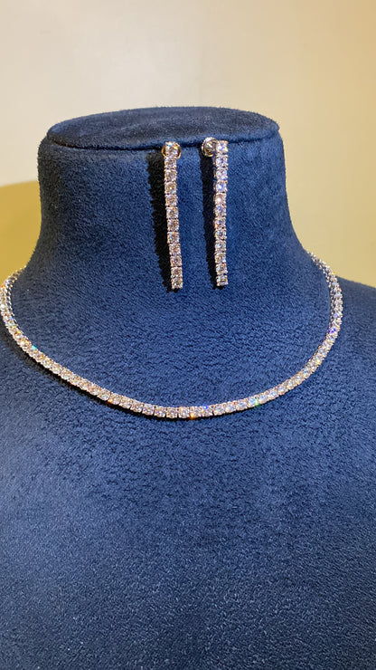 3mm(0.10ct) single line diamond necklace set
