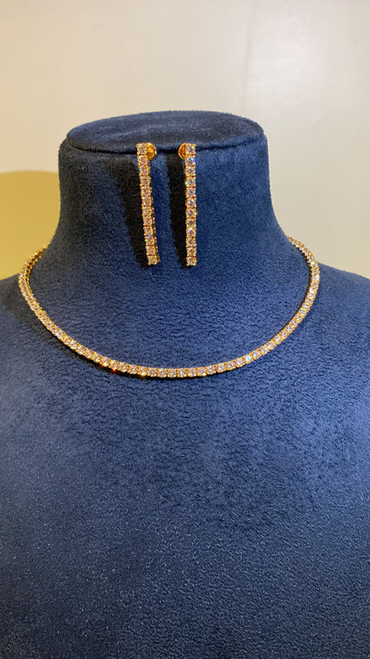 3mm(0.10ct) single line diamond necklace set
