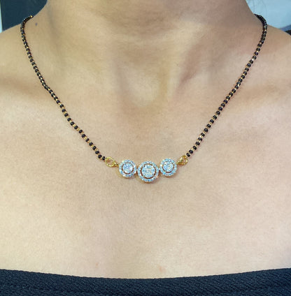 3 ROUND CLUSTER HALO MANGALSUTRA