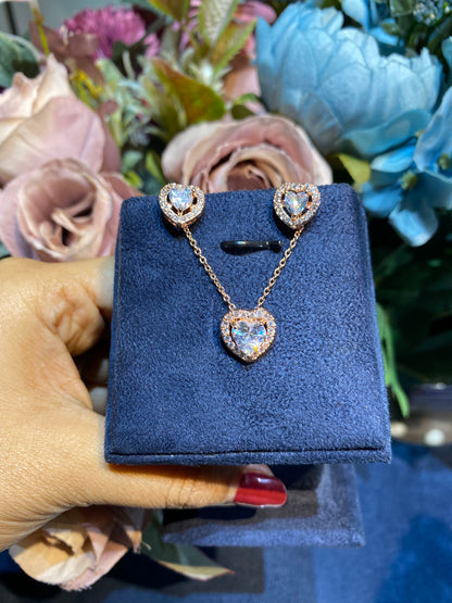 Heart pendant set with earrings